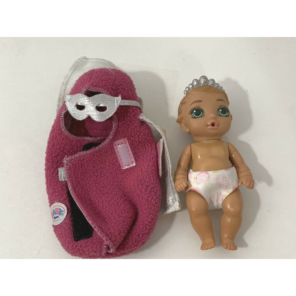 Zapf Baby Born Surprise newborn 4" doll pink super baby superbaby crown used